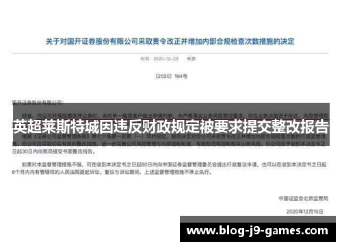 英超莱斯特城因违反财政规定被要求提交整改报告